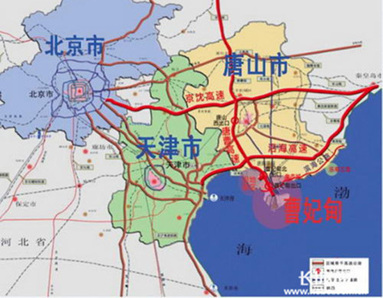 曹妃甸区位示意图